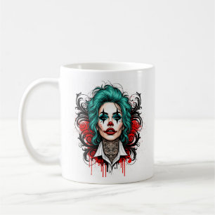 Clown-Königin mit cyanfarbenem Haar - Spooky Chic Kaffeetasse