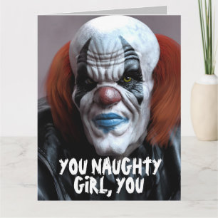CLOWN MÉCHANT EFFRAYANT POUR ELLE CARTE DE VŒUX DR
