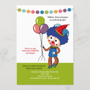 Clown mit Balloons Karneval Einladung