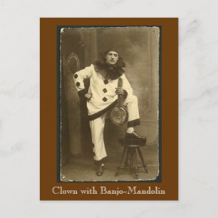 Clown mit Banjo-Mandoline Postkarte