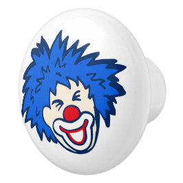 Clown mit blauem Haarspaß zeichnen,/Türknauf Keramikknauf
