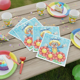 Clown mit Blume Serviette
