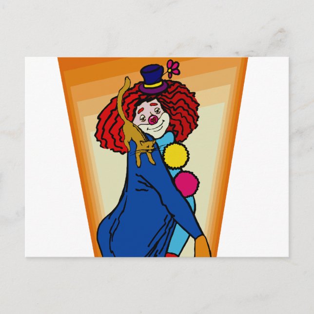 Clown mit Kätzchen Postkarte (Vorderseite)