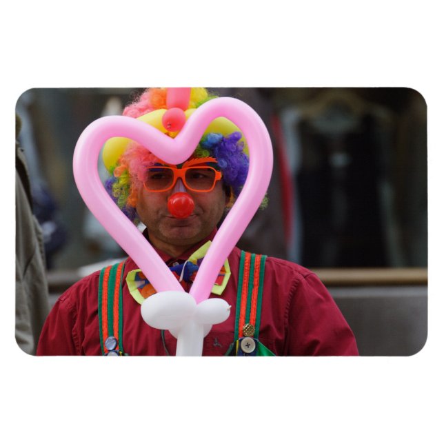 Clown mit rosa Herz Magnet (Horizontal)