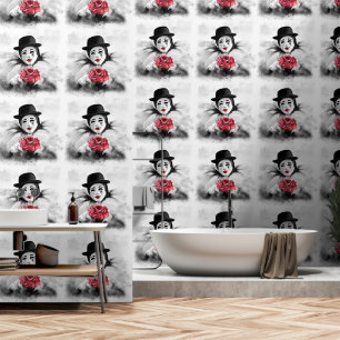 Clown mit Rose Art Malerei Tapete