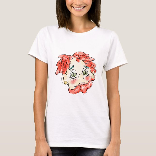 Clown mit rotem Haar und rotem Bart T-Shirt (Vorderseite)