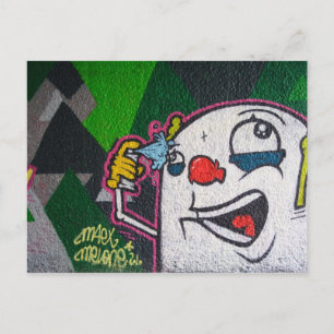 Clown mit weißem Gesichtsgraffiti Postkarte