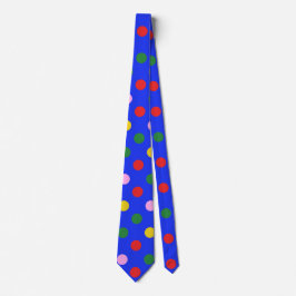 Clown Party Krawatte_blau mit bunten Polka Punkte Krawatte