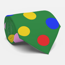 Clown Party Krawatte_grün mit bunten Polka Punkte Krawatte