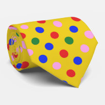Clown-Party-Schlips_gelb mit farbenfrohen Punkten