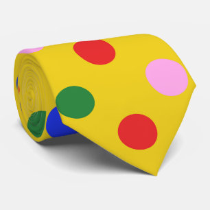Clown-Partybinde_gelb mit farbenfrohen Punkten L Krawatte