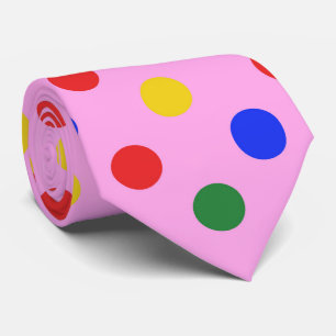 Clown-Partybinde_pink mit farbenfrohen Punkten Krawatte