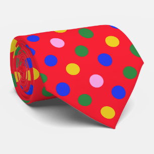 Clown-Partybinde_rot mit farbenfrohen Punkten  Krawatte