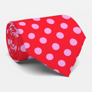 Clown-Partybinder_pink große Punkte auf rotem Hals Krawatte