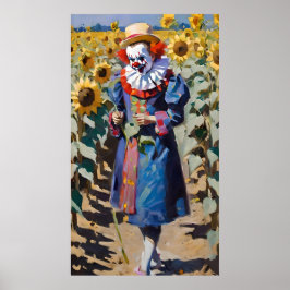Clown pflückt Sonnenblumen Poster