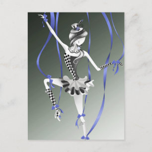 Clown-Puppe Blaue Band Postkarte