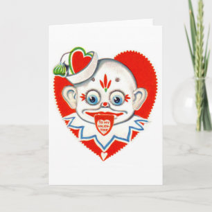 Clown rétro vintage avec la carte Valentine sortie
