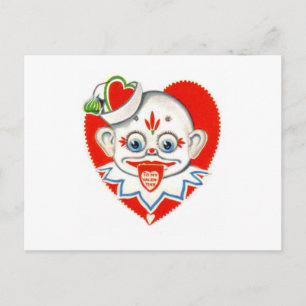 Clown rétro vintage avec la carte Valentine sortie