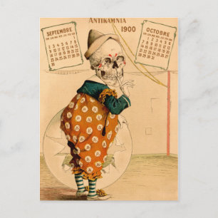 Clown-Skelett-Vintage-Illustration Postkarte