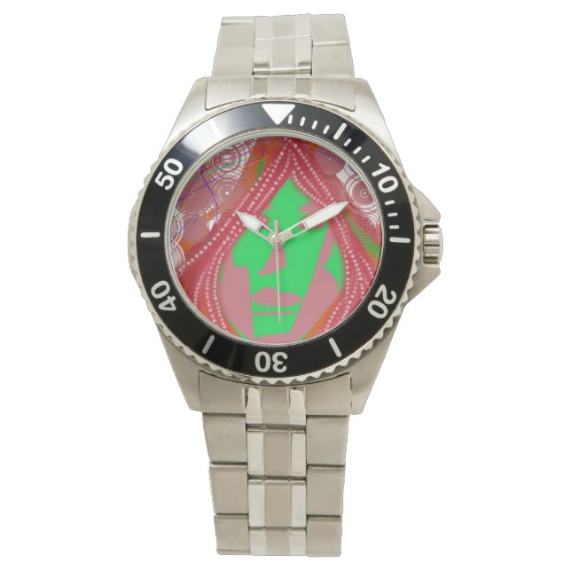 Clown Steampunk Stainless Steel Mens Bracelet Armbanduhr (Vorderseite)