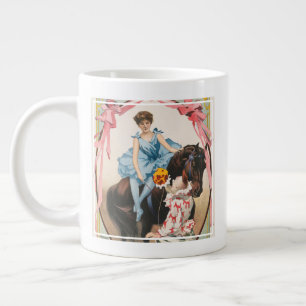 Clown überreicht einer Frau auf einem Pferd Blumen Jumbo-Tasse