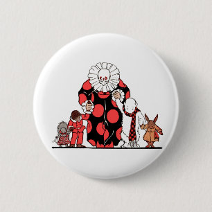 Clown und Freunde nehmen ihren Bogen Button