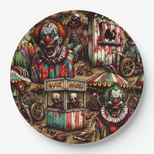 Clown Zombie Halloween Pappteller