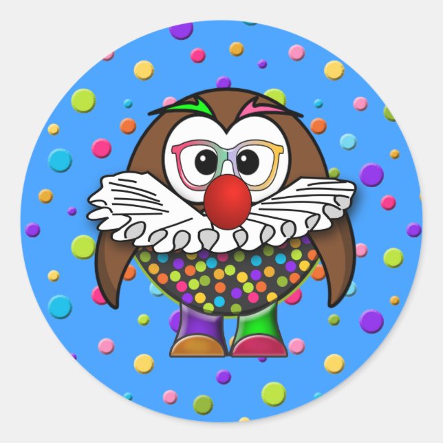 Clowneule Runder Aufkleber (Vorderseite)