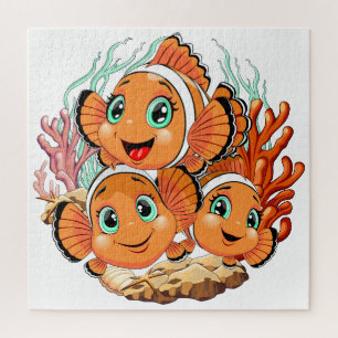 Clownfisch Cartoon süß Familie Unterwasser