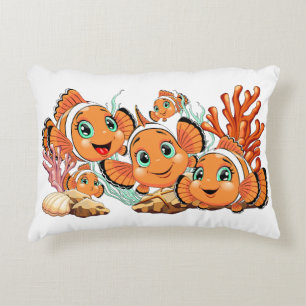 Clownfisch Cartoon süß Familie Unterwasser Dekokissen
