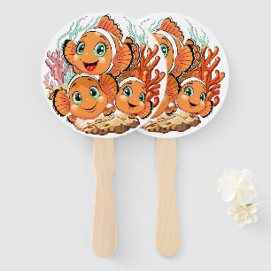 Clownfisch Cartoon süß Familie Unterwasser Fächer