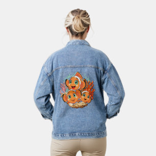 Clownfisch Cartoon süß Familie Unterwasser Jeansjacke