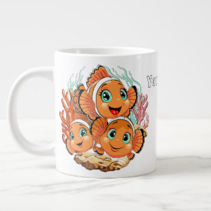 Clownfisch Cartoon süß Familie Unterwasser Jumbo-Tasse