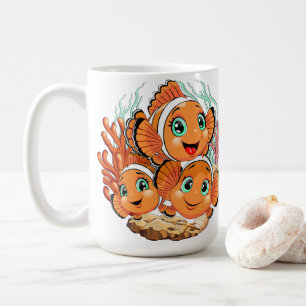 Clownfisch Cartoon süß Familie Unterwasser Kaffeetasse