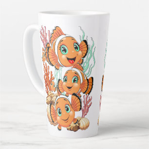 Clownfisch Cartoon süß Familie Unterwasser Milchtasse