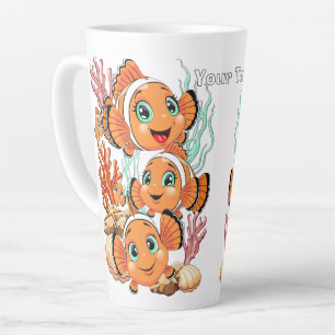 Clownfisch Cartoon süß Familie Unterwasser Milchtasse