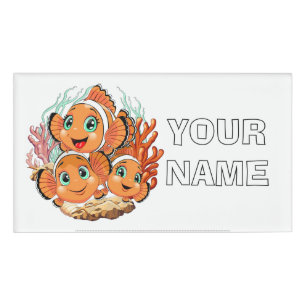 Clownfisch Cartoon süß Familie Unterwasser Namenschild