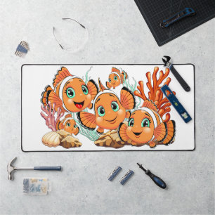 Clownfisch Cartoon süß Familie Unterwasser Schreibtischunterlage