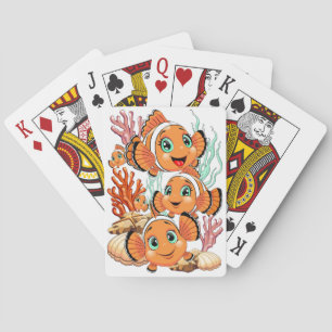 Clownfisch Cartoon süß Familie Unterwasser Spielkarten
