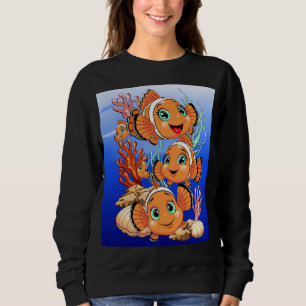 Clownfisch Cartoon süß Familie Unterwasser Sweatshirt