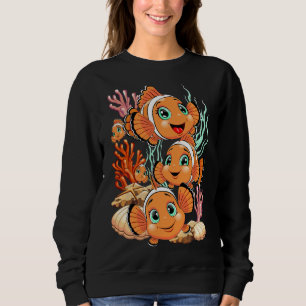 Clownfisch Cartoon süß Familie Unterwasser Sweatshirt