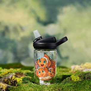 Clownfisch Cartoon süß Familie Unterwasser Trinkflasche