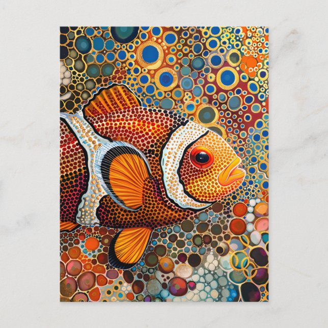 Clownfisch im Stil der Aborigine-Dot-Kunst Postkarte (Vorderseite)