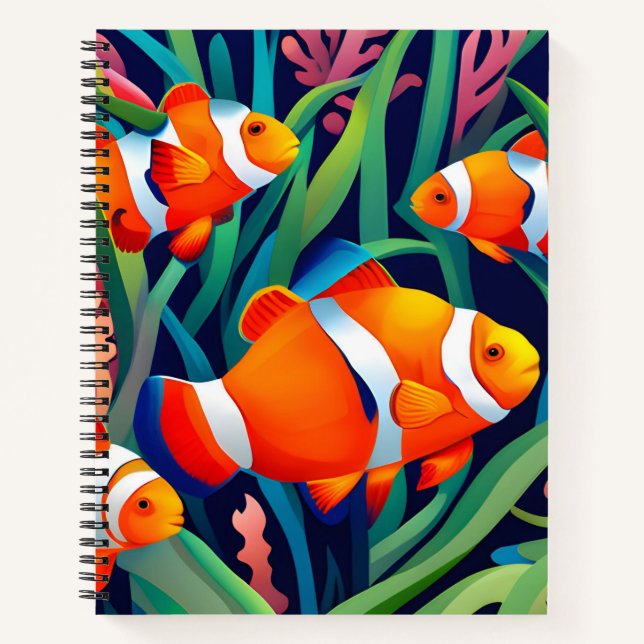 Clownfisch in Meeresalgen Notizbuch (Vorderseite)