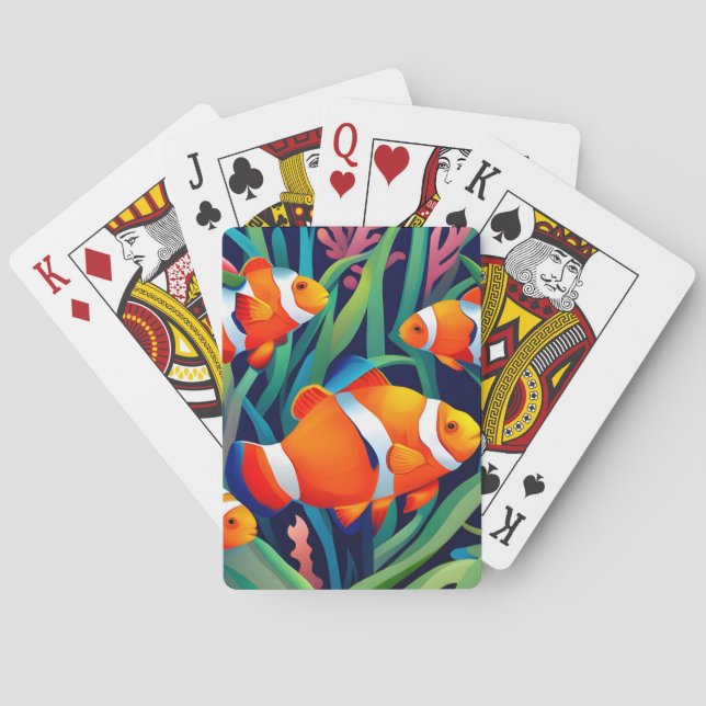 Clownfisch in Meeresalgen Spielkarten (Rückseite)