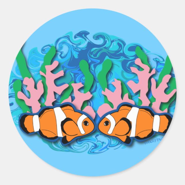 Clownfisch Runder Aufkleber (Vorderseite)