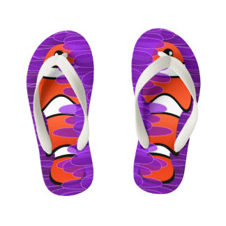 Clownfisch und schöner Lila Meeresanemon Kinderbadesandalen