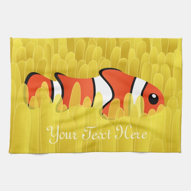 Clownfisch und schönes Gelbmeer Geschirrtuch (Horizontal)