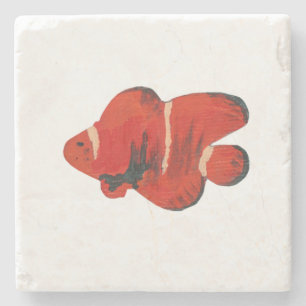 Clownfish Fisch Wasserfarbener Marmor Untersetzer 