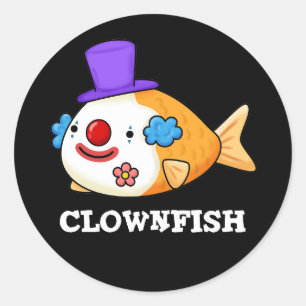 Clownfish Funny Animal Fish Pub Dark BG Runder Aufkleber